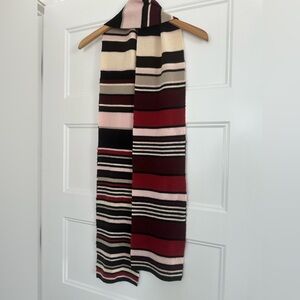 Calvin Klein Red and Black Striped Knit Scarf